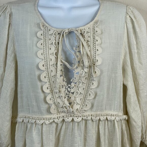 Max Studio Cottagecore Boho Crochet Peasant Top Size M Ivory - Picture 8 of 12